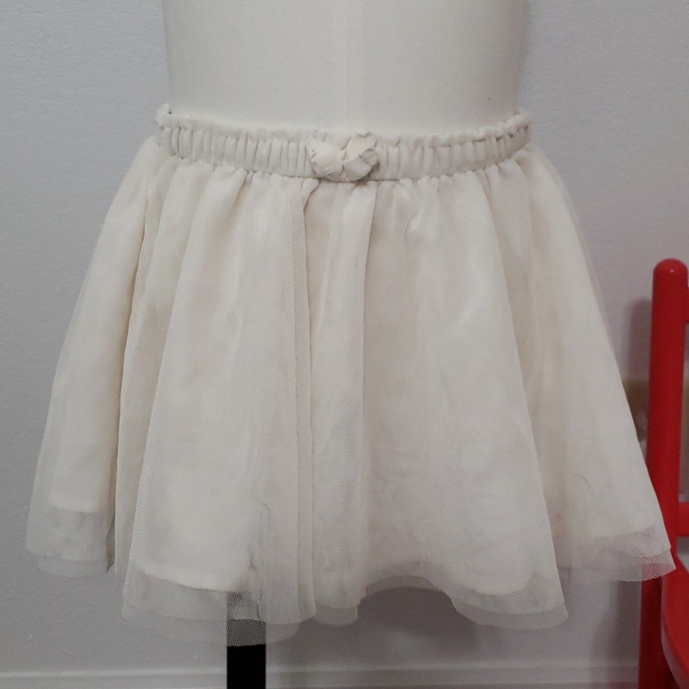 Cream Tulle Skirt with Elastic Waistband (2T)